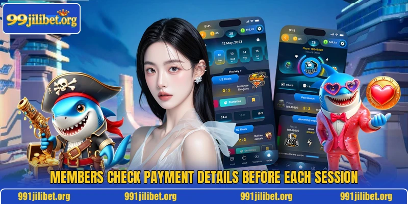 Members check payment details before each session